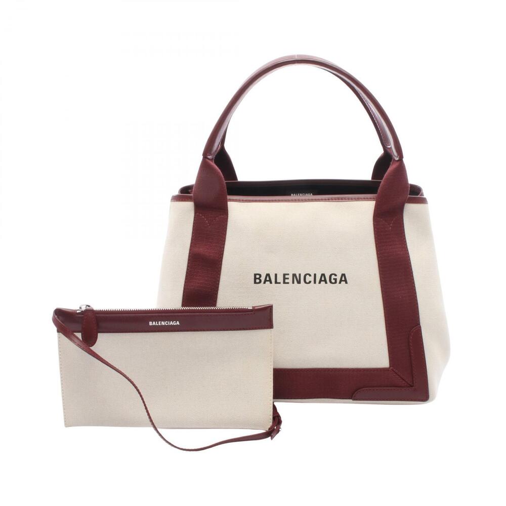 Balenciaga Navy Blue CABAS Tote Bag Canvas Leather Ivory White Burgundy Red